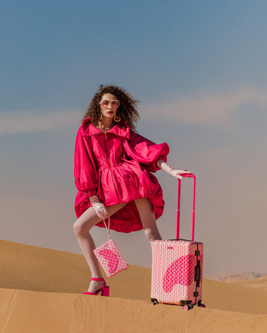 SPRAYGROUND® LUGGAGE PINK SHARKS IN PARIS PATCH CARRY-ON LUGGAGE