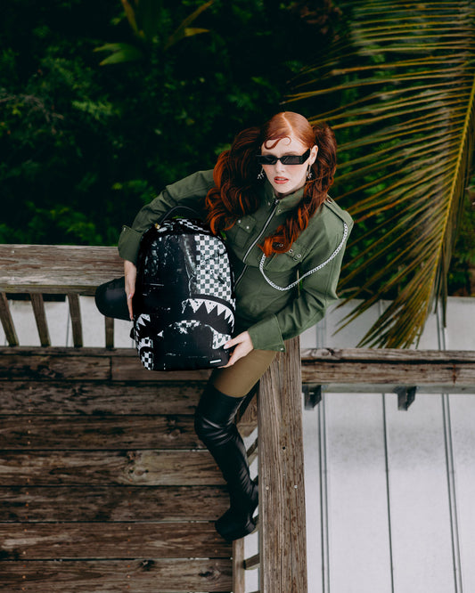 SPRAYGROUND® BACKPACK PAINTED OVER CHECK BACKPACK