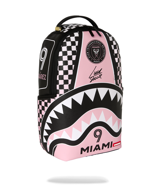 SPRAYGROUND® BACKPACK MLS COLLAB - INTERMIAMI LUIS SUAREZ PINK STRIPE BACKPACK