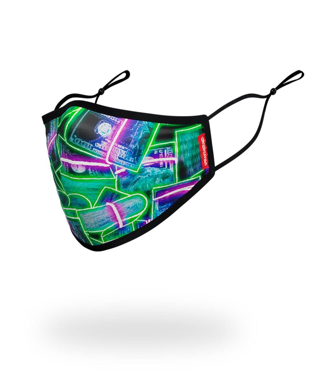SPRAYGROUND® FASHION MASK ADULT NEON MONEY FORM FITTING FACE MASK
