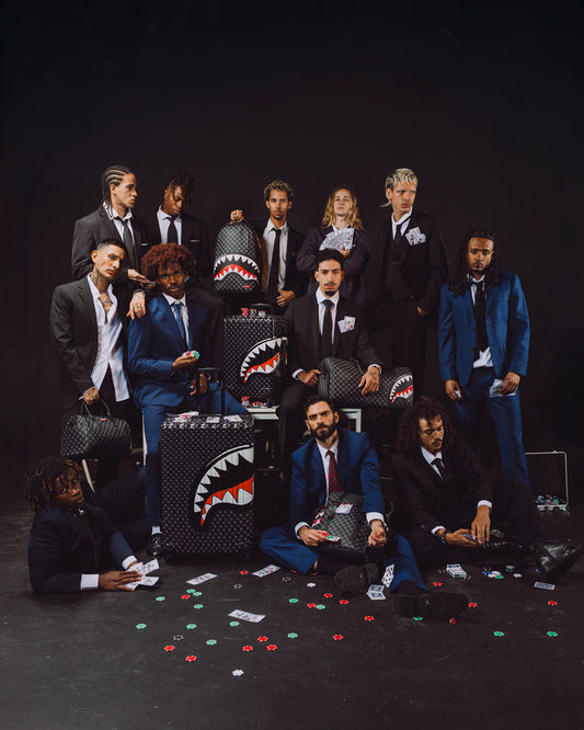 SPRAYGROUND® LUGGAGE SHARKS IN PARIS WTF BUBBLY BLACK CHECK CARRY-ON LUGGAGE