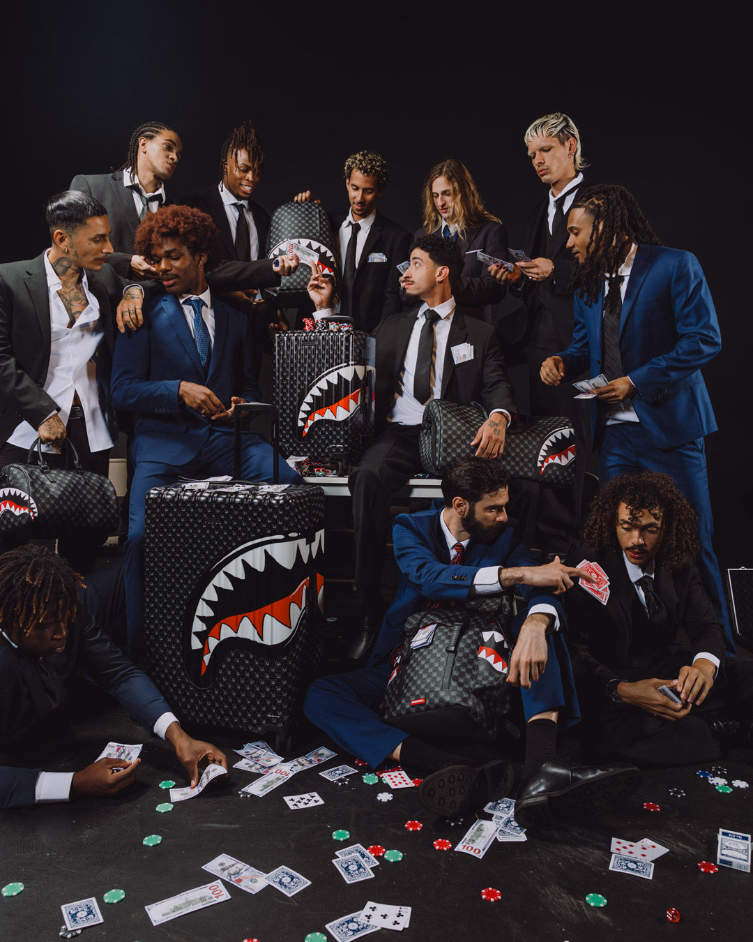 SPRAYGROUND® MINI DUFFLE SHARKS IN PARIS WTF BUBBLY BLACK CHECK MINI DUFFLE