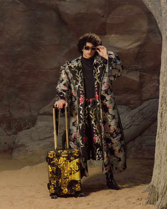 SPRAYGROUND® LUGGAGE GOLD FLORAL REMIX CARRY-ON LUGGAGE