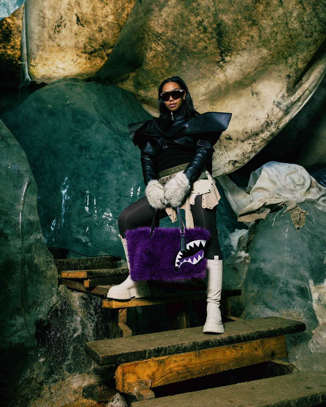 SPRAYGROUND® TOTE FUR CRAY PURP TOTE