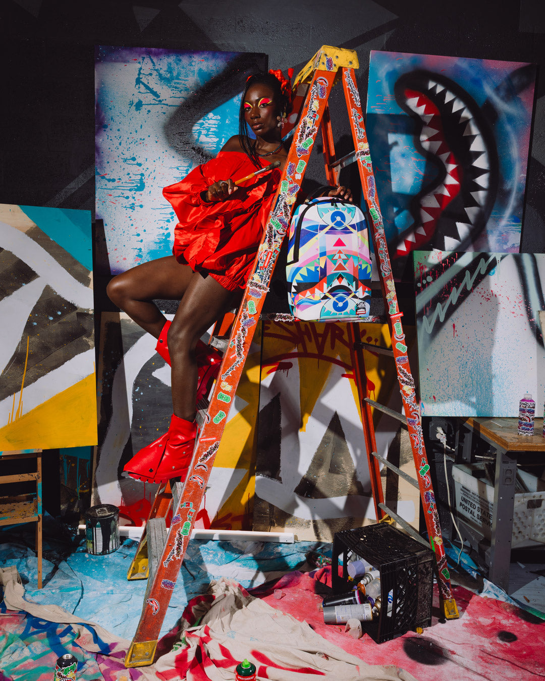 SPRAYGROUND® BACKPACK WYNWOOD WALLS COLLAB ELLE STREET ART B BALL COURT BACKPACK