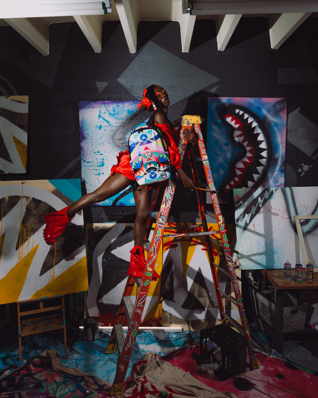 SPRAYGROUND® BACKPACK WYNWOOD WALLS COLLAB ELLE STREET ART B BALL COURT BACKPACK