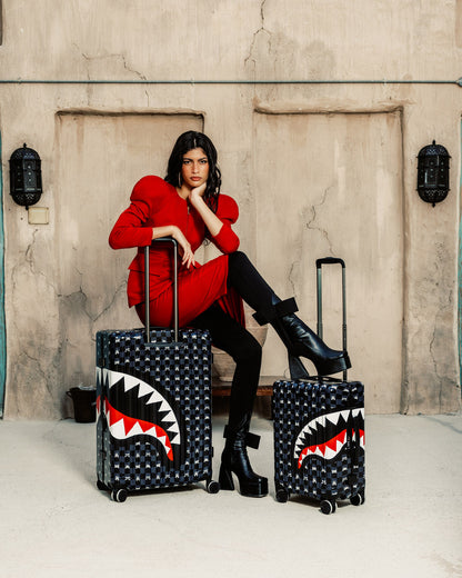 SPRAYGROUND® LUGGAGE GRAY PEEKING CHARACTER CHECK CARRY-ON LUGGAGE