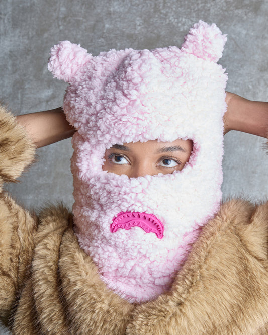 SPRAYGROUND® SKI MASK PINK FLEECE BEAR EARS SKI MASK