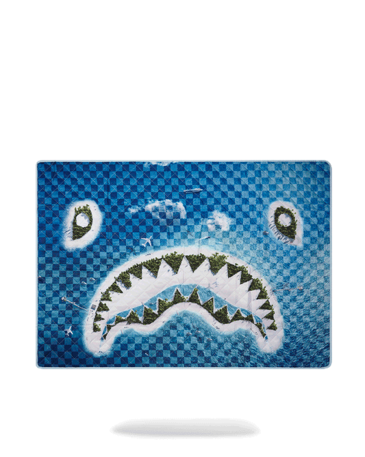 SPRAYGROUND® TOTE SHARK ISLAND PACKABLE BEACH MAT BLANKET WATER RESISTANT CONVERTIBLE TOTE