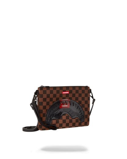 SPRAYGROUND® POUCHETTE SHARKS IN PARIS CLEAR FOR TAKEOFF CROSSOVER CLUTCH WITH STRAP