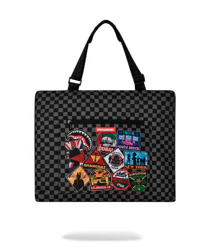 SPRAYGROUND® TOTE GLOBAL MOGUL UNLIMITED MILES PACKABLE BEACH MAT BLANKET WATER RESISTANT CONVERTIBLE TOTE