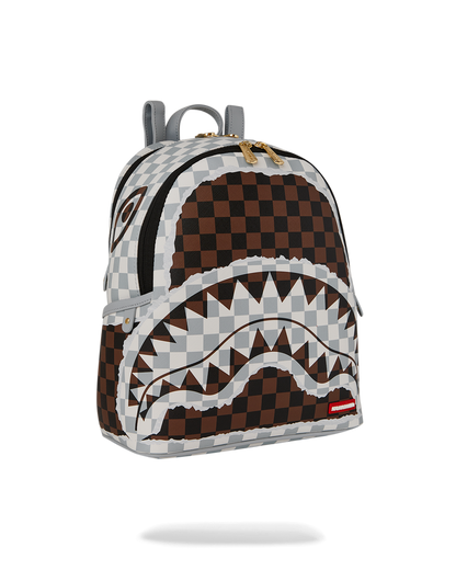 SPRAYGROUND® BACKPACK CREAM AND BROWN TEAR CHECK SAVAGE BACKPACK