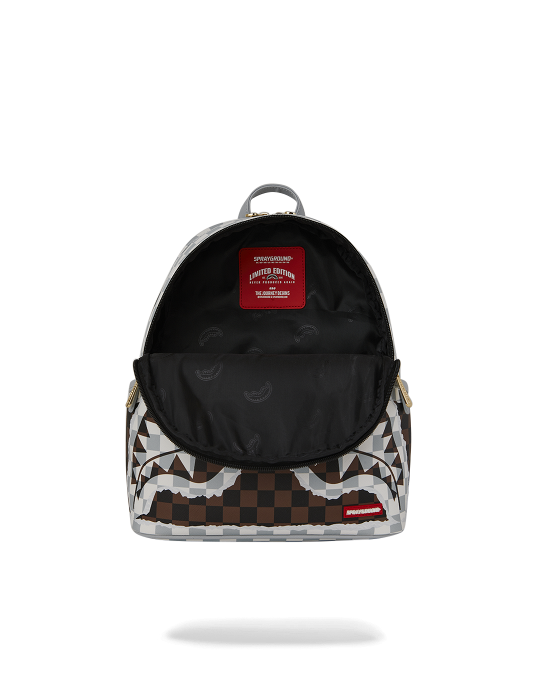 SPRAYGROUND® BACKPACK CREAM AND BROWN TEAR CHECK SAVAGE BACKPACK