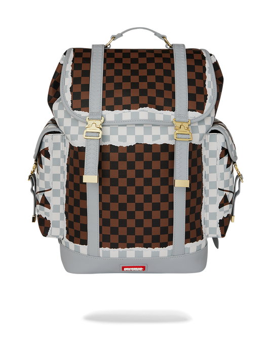 SPRAYGROUND® BACKPACK CREAM AND BROWN TEAR CHECK MONTE CARLO