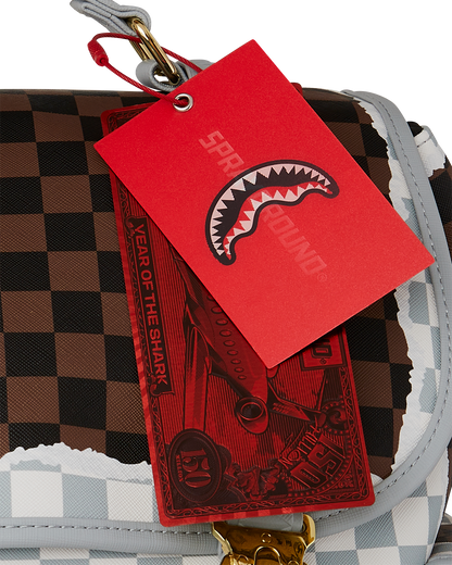 SPRAYGROUND® BACKPACK CREAM AND BROWN TEAR CHECK MONTE CARLO