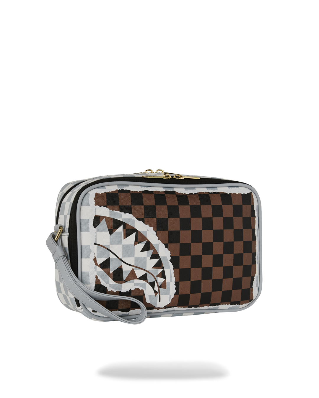 SPRAYGROUND® TOILETRY CREAM AND BROWN TEAR CHECK TOILETRY BRICK