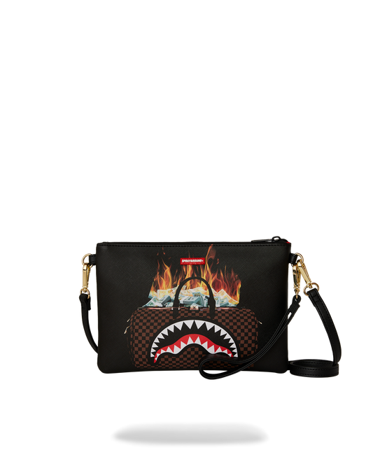 SPRAYGROUND® POUCHETTE BAG OF MONEY ON FIRE CROSSOVER CLUTCH