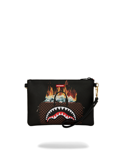 SPRAYGROUND® POUCHETTE BAG OF MONEY ON FIRE CROSSOVER CLUTCH