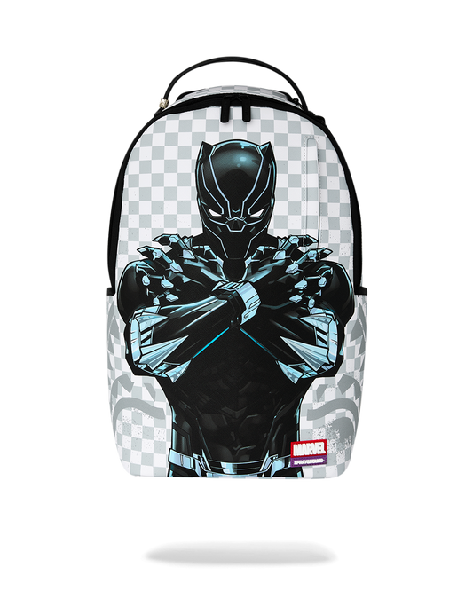 SPRAYGROUNDÂ® BACKPACK MARVEL BLACK PANTHER WAKANDA FOREVER ON WHITE CHECK BACKPACK