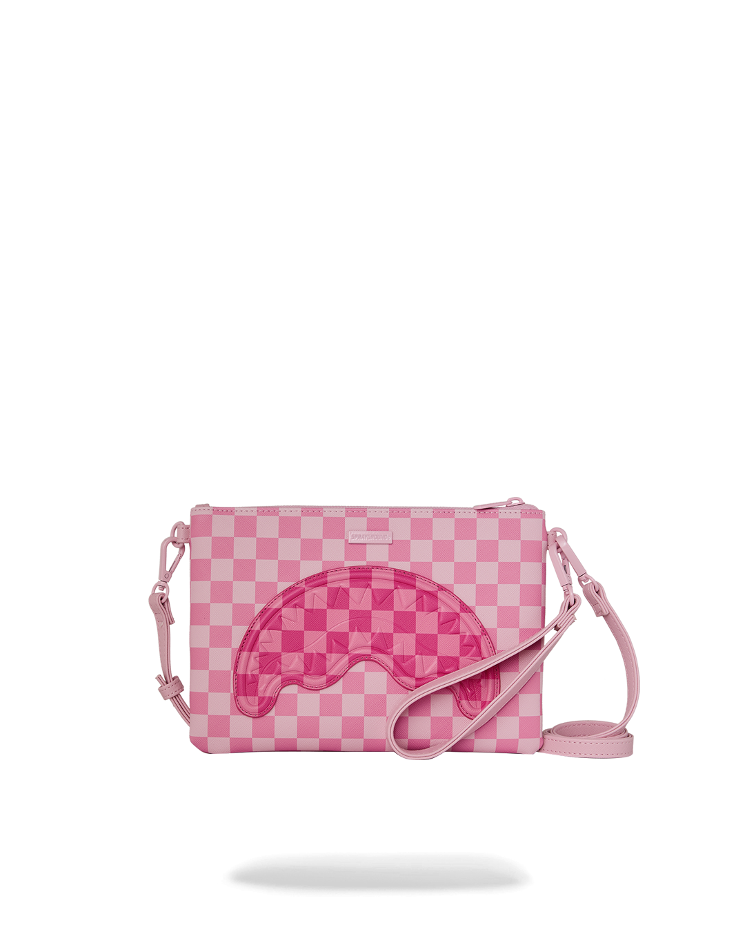 SPRAYGROUND® POUCHETTE PINK SHARKS IN PARIS PATCH CROSSOVER CLUTCH