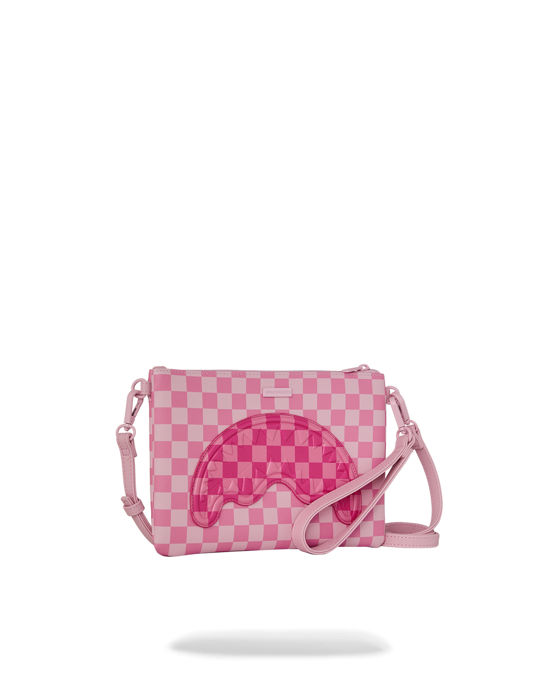 SPRAYGROUND® POUCHETTE PINK SHARKS IN PARIS PATCH CROSSOVER CLUTCH