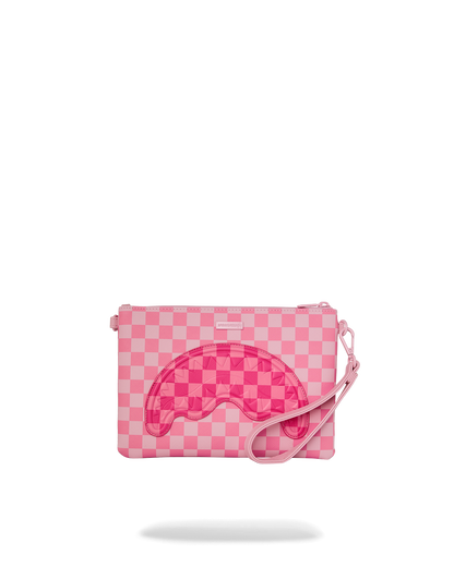 SPRAYGROUND® POUCHETTE PINK SHARKS IN PARIS PATCH CROSSOVER CLUTCH