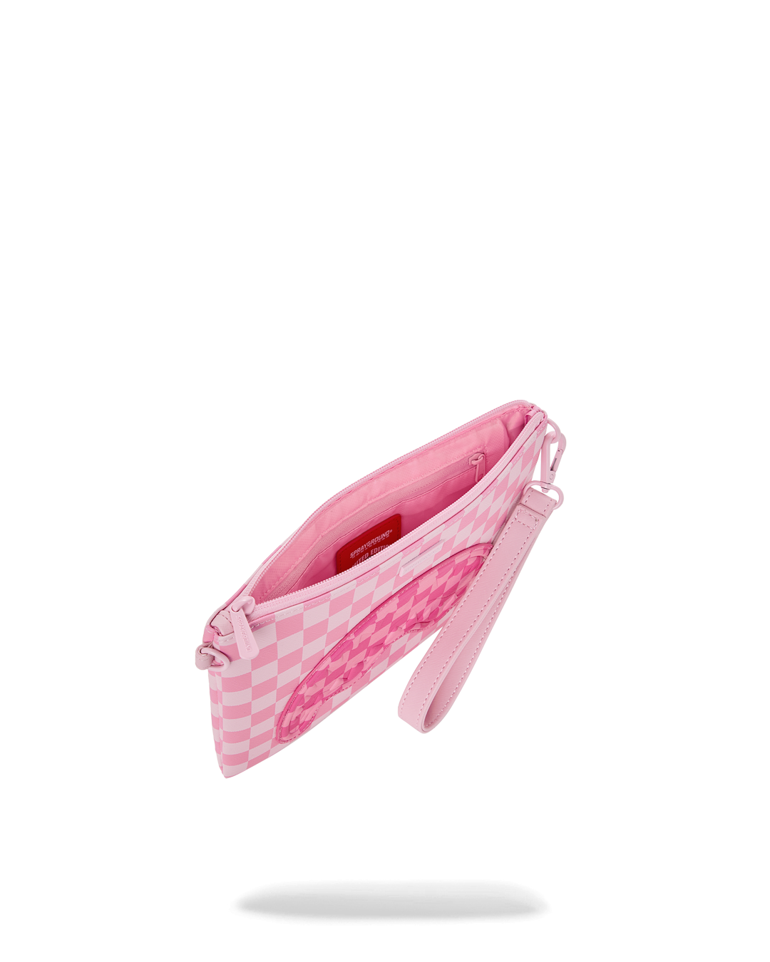 SPRAYGROUND® POUCHETTE PINK SHARKS IN PARIS PATCH CROSSOVER CLUTCH