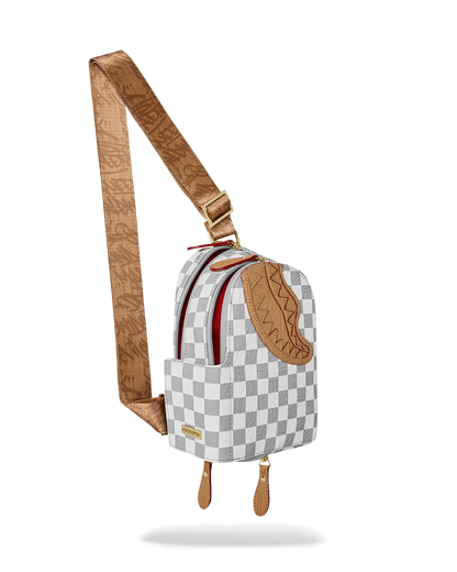 SPRAYGROUND® SLING EMBOSSED CREAM CHECK BACKPACK SLING