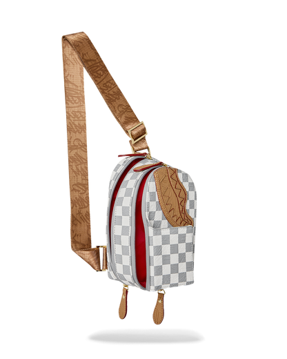 SPRAYGROUND® SLING EMBOSSED CREAM CHECK BACKPACK SLING