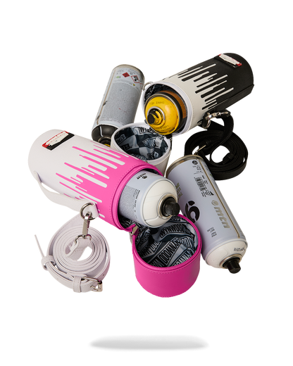 SPRAYGROUND® SPRAY PAINT CAN HOLDER WYNWOOD WALLS COLLAB WATER BOTTLE OR SPRAYCAN HOLDER (WHT/PNK)