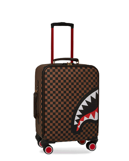 SPRAYGROUND® LUGGAGE EXTERIOR GOLD ZIP POCKET SHARKS IN PARIS JETSETTER CARRY-ON LUGGAGE