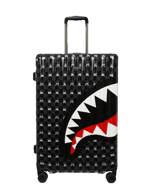 SPRAYGROUND® LUGGAGE GRAY PEEKING CHARACTER CHECK FULL-SIZE LUGGAGE