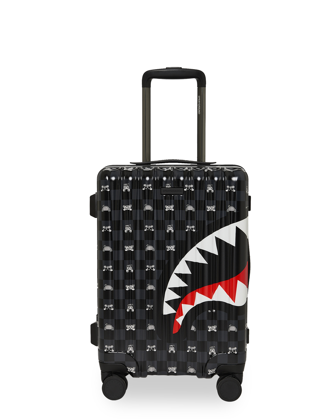 SPRAYGROUND® LUGGAGE GRAY PEEKING CHARACTER CHECK CARRY-ON LUGGAGE