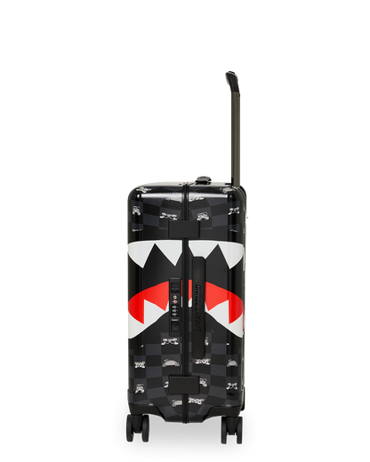 SPRAYGROUND® LUGGAGE GRAY PEEKING CHARACTER CHECK CARRY-ON LUGGAGE