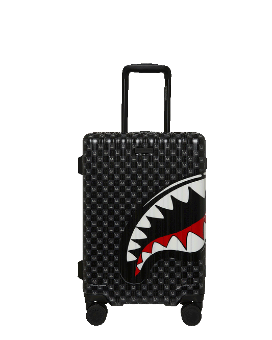 SPRAYGROUND® LUGGAGE SHARKS IN PARIS WTF BUBBLY BLACK CHECK CARRY-ON LUGGAGE
