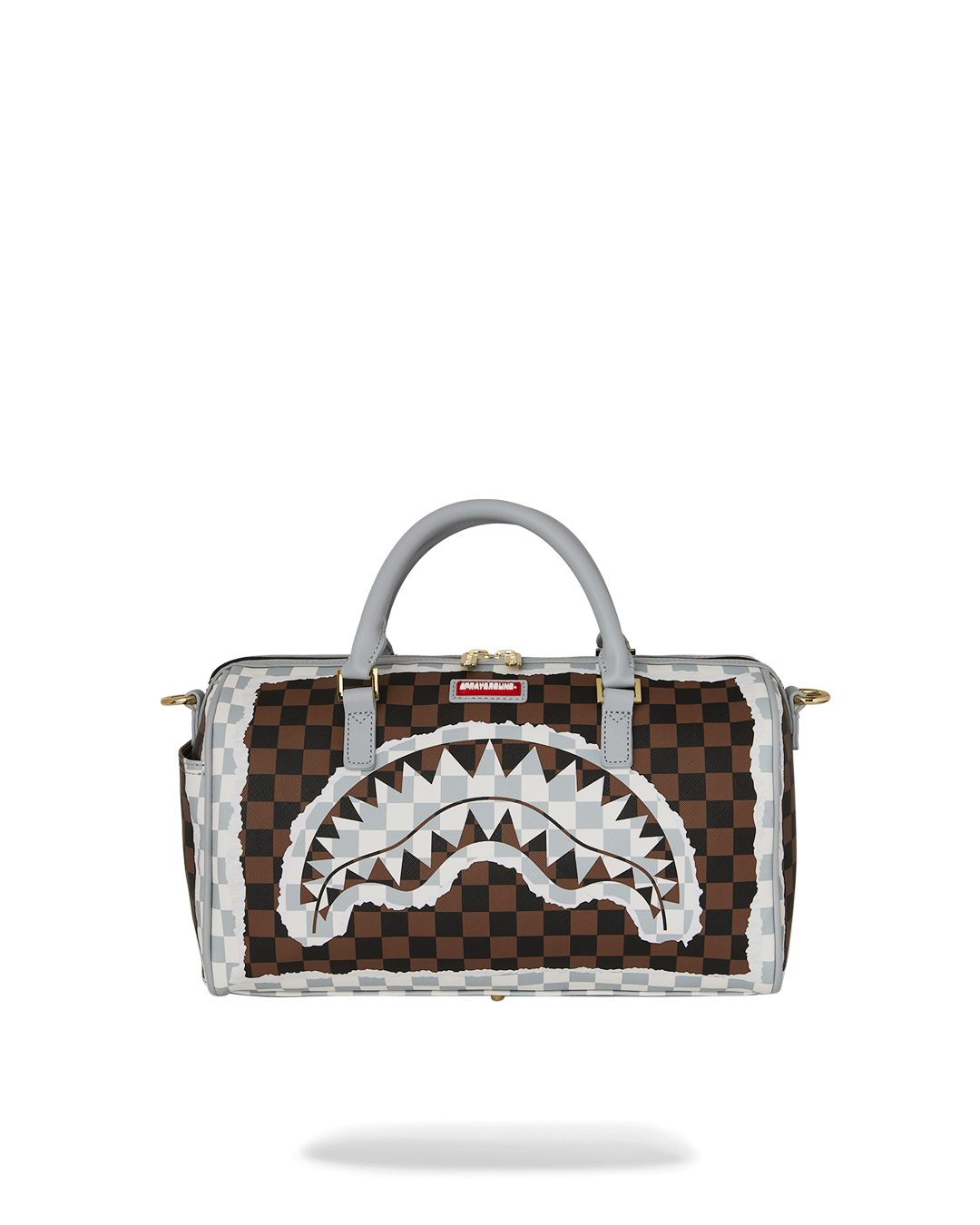 SPRAYGROUND® DUFFLE CREAM AND BROWN TEAR CHECK MINI DUFFLE