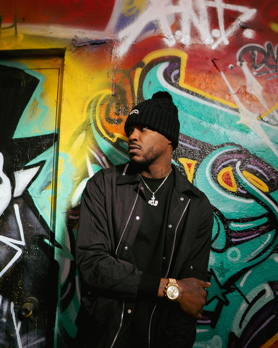 SPRAYGROUND® HAT BLACK KNIT PUFF BEANIE