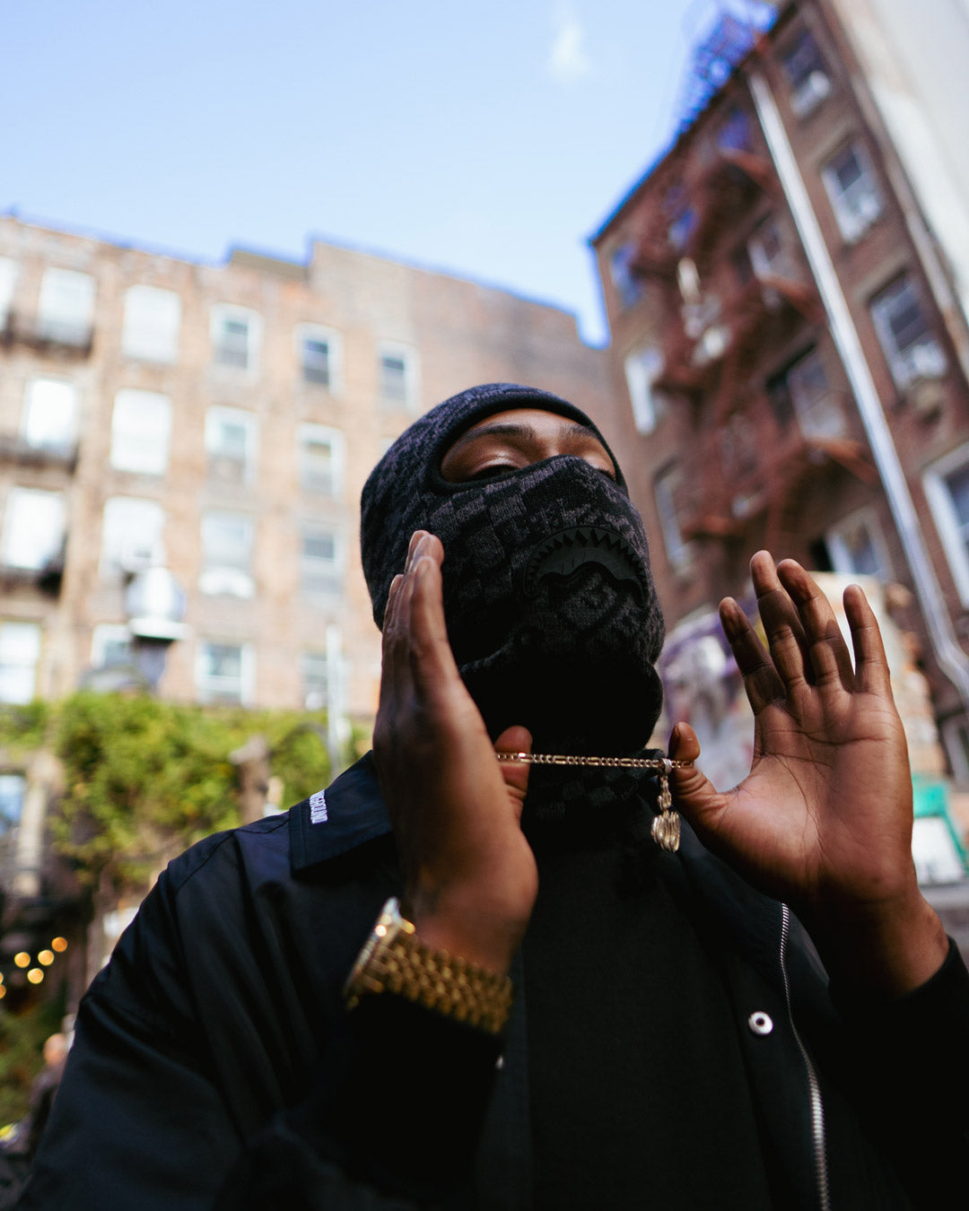 SPRAYGROUND® SKI MASK KNIT BLACK WARP CHECK SKI MASK