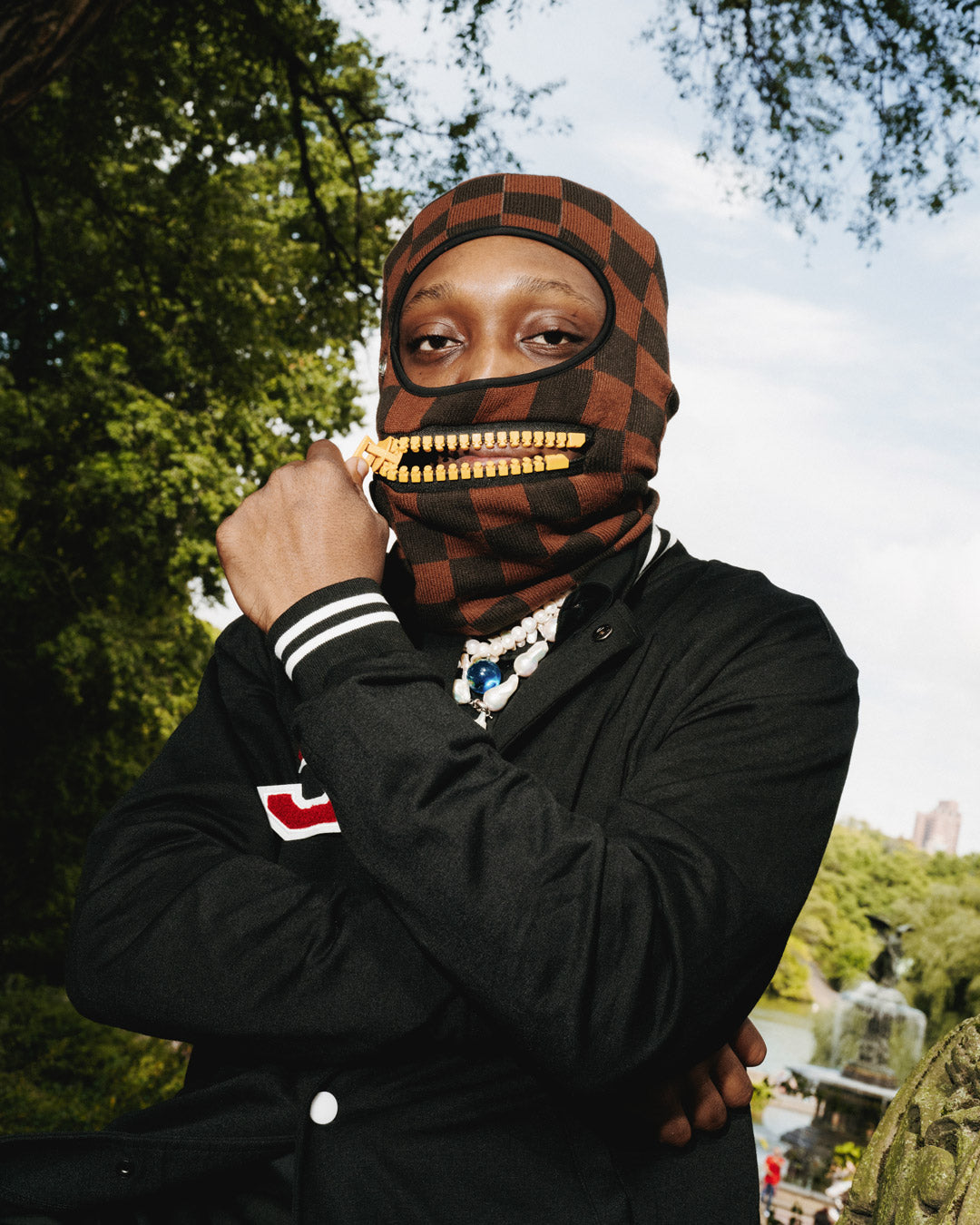 SPRAYGROUND® SKI MASK GOLD ZIPPER MOUTH SKI MASK