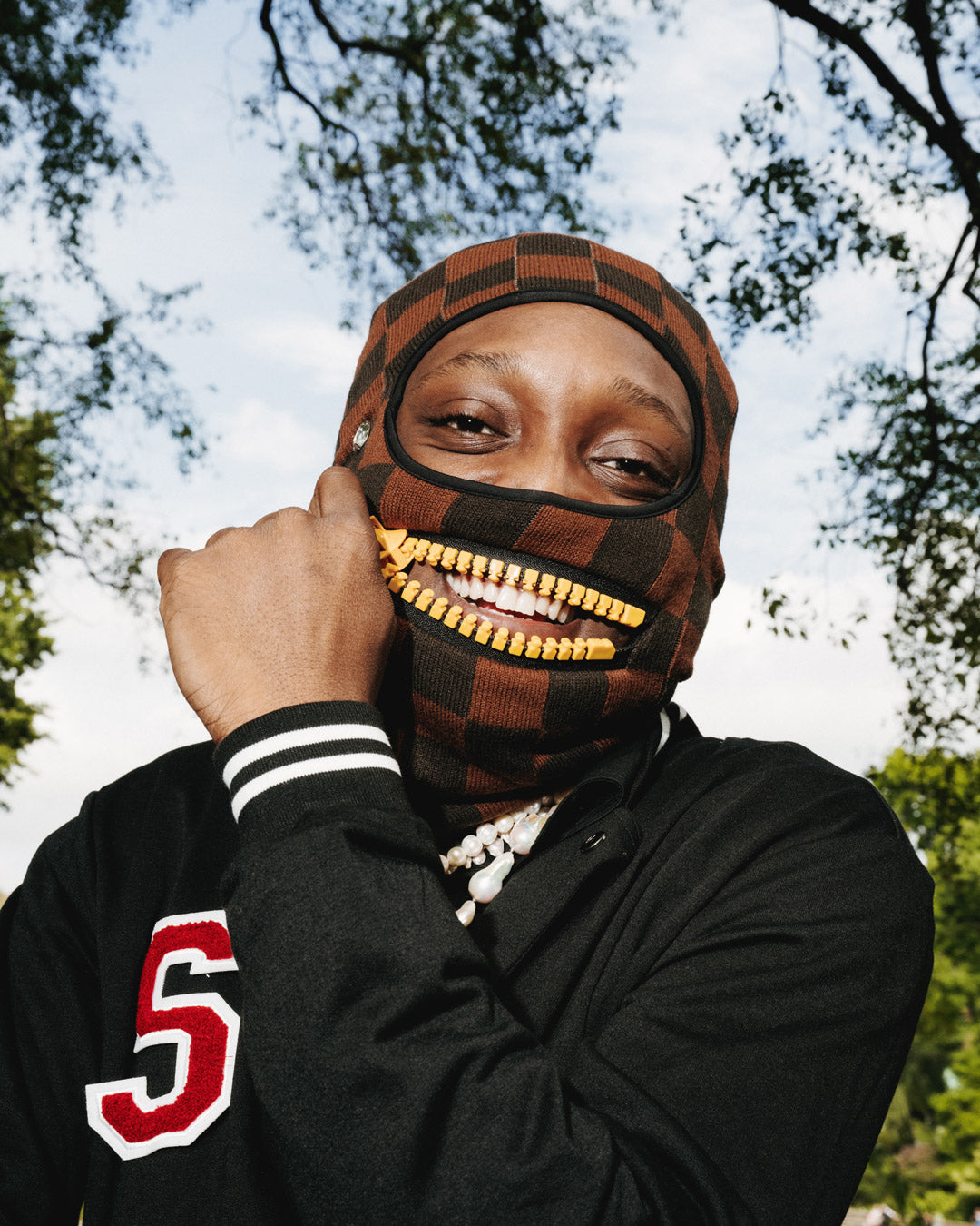 SPRAYGROUND® SKI MASK GOLD ZIPPER MOUTH SKI MASK