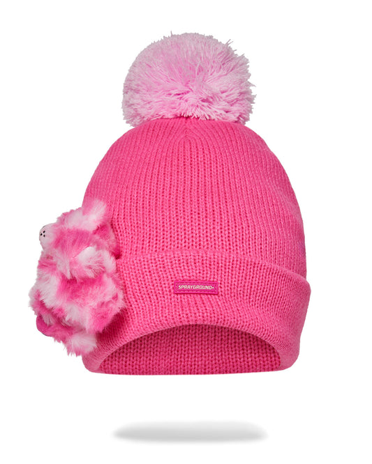 SPRAYGROUND® HAT PINK BEAR PUFF BEANIE