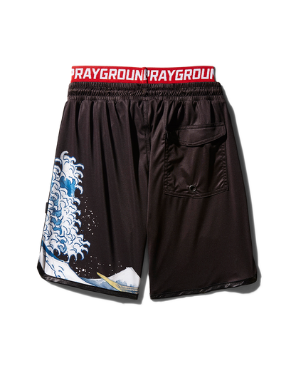 SPRAYGROUND® SWIM KIDS JAPAN WAVE SWIM TRUNKS (BLACK)