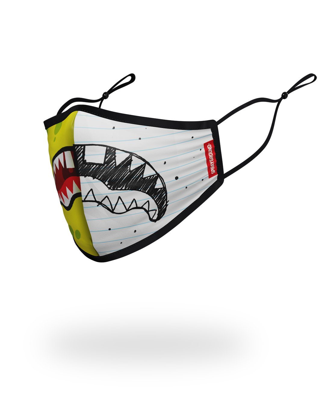SPRAYGROUND® FASHION MASK ADULT DOODLEBOB SPLIT SHARK FORM FITTING FACE-COVERING