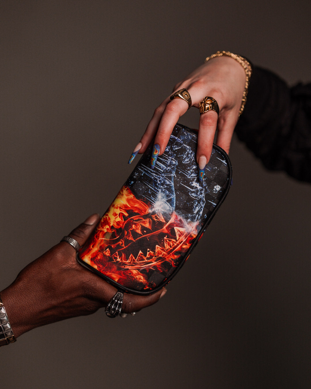 SPRAYGROUND® POUCH FIRE & ICE SHARK POUCH