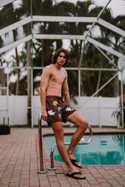 SPRAYGROUND® SWIM PARIS PATCH SWIM SHORTS